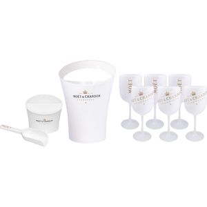 Moët & Chandon Ice Imperial Ice Bucket inclusief 6 Glazen en Small bucket met Ice scoop - Luxe Wijnkoeler / IJsemmer en Champagneglas 6x