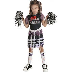 Zombie cheerleader - Zombie kostuum meisjes - Halloween kostuum - Carnavalskleding - Carnaval kostuum - Meisje - 7 tot 9 jaar