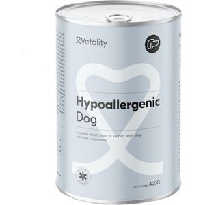 Vetality Hypoallergeen Hondenvoer - Hondenvoer Blik - Voordeelverpakking 8 x 400 gram - Licht Verteerbaar Hondenvoer - Voor Pups vanaf 14 Weken en Volwassen Honden