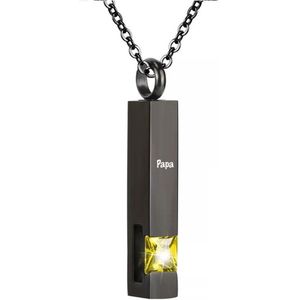 Luxe Ashanger | Met Ketting En Gravering | Papa | Assieraad | Zwart Met Groene Steen | As Ketting | Gedenksieraad | Urn | Incl. As vuller