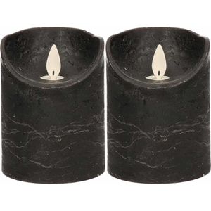 2x Zwarte LED kaarsen / stompkaarsen 10 cm - Luxe kaarsen op batterijen met bewegende vlam