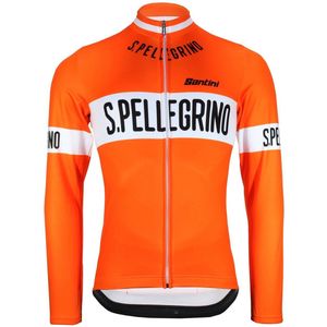 Retro San Pellegrino fietsshirt met lange mouwen en lange rits - S