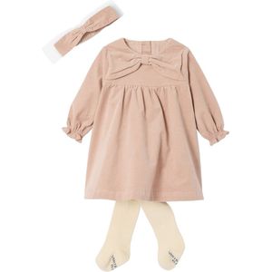 Babyset - Jurk - Roze - Fluweel - Met Heupband en Panty's - Geschenkdoos voor Kerstmis