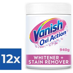 Vanish - Oxi Action - Witte Was Vlekverwijderaar - Poeder - 940gram - Voordeelverpakking 12 stuks