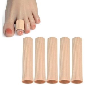 Teen- en vingerbeschermers - Gemaakt van elastische stof - Met siliconen voering - Beschermende teenbeschermers - Verlicht teenpijn - 1,5 * 15 cm - 5 stuks
