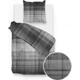 Zo!Home Marley Dekbedovertrek - Flanel - Eenpersoons - 140x200/220 cm - ink black