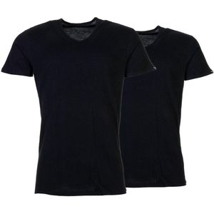 Puma - Basic 2 Pack V-Neck Tee - Zwarte T-Shirts katoen - M - Zwart