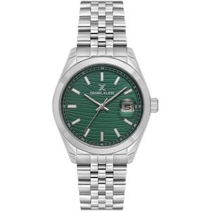 Daniel Klein DK.1.13883-3 - Horloge - Polshorloge - Analoog - Unisex - stalen band - Rond - Metaal - Datumaanduiding - Streepjes - Zilverkleurig - Groen