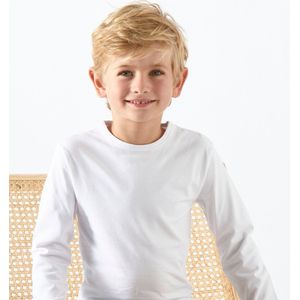 Little Label T shirt lange mouwen Jongens Maat 134-140/10Y - wit - 3-pack - 3 Stuks Wit T shirt - Zachte BIO Katoen