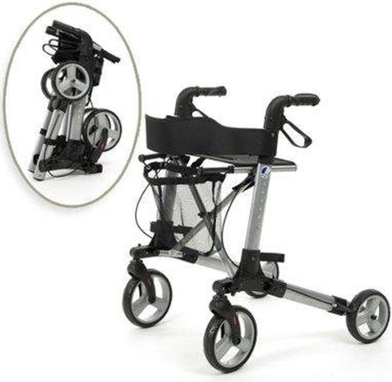 Vermeiren Rollator Quadri light rollator Kleur Grijs dubbel opvouwbaar