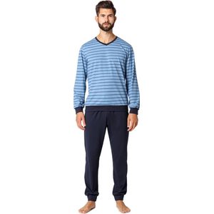 Ladeheid Heren Pyjama - Lange mouwen - Lange broek - Katoen - LA-LA40-220-PJ - Oceaan Marineblauw - M