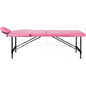 Opvouwbare massagetafel aluminium comfort 2 segment roze zwart aluminium - Massage tafel - Behandel Tafel