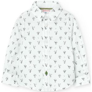 Boboli - Poplin Printed - Overhemd - Wit - Lange Mouwen