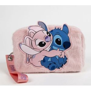 Reistasje, Toilet- Cosmetica-tasje - Pluche - Lilo & Stitch 'Stitch and Angel' - Disney (10x17,5x9 cm)