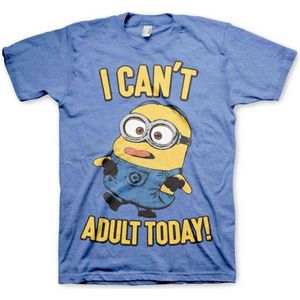 Minions Heren Tshirt -2XL- I Can't Adult Today Blauw