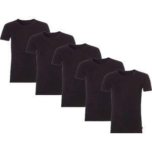 5 Bamboo T-Shirts - Ronde Hals - Super zacht - Antibacterieel - Perfect draagcomfort - 95% Bamboo - Zwart - M