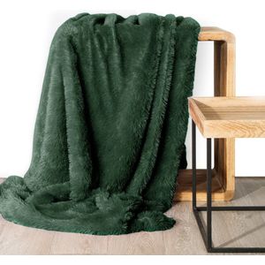 Oneiro’s Luxe Plaid TIFFANY groen - 170 x 210 cm - wonen - interieur - slaapkamer - deken – cosy – fleece - sprei