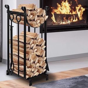 Brandhoutrek - Firewood Rack Metal Firewood Rack for Indoor and Outdoor 78x29x35.8cm