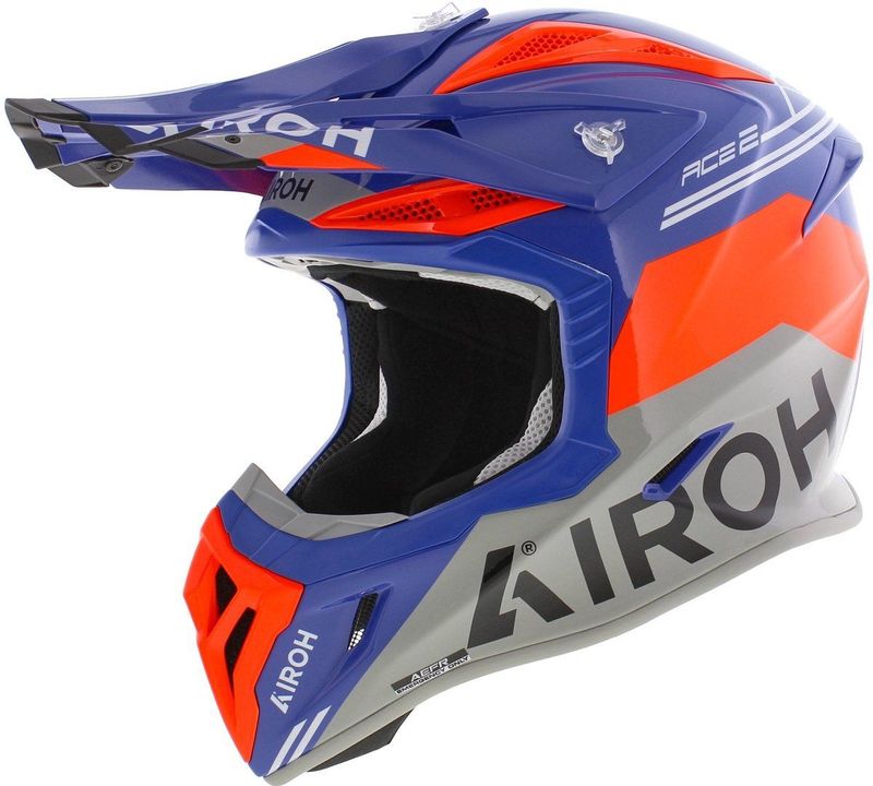 Airoh - Aviator Ace 2 - Crosshelm - Glans Grijs Blauw Oranje