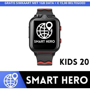 Smart Hero - Persoonsalarm voor kinderen - SOS KNOP - Alarm horloge Kinderen - GPS Horloge kind - Smartwatch voor kinderen - WhatsAPP - Gratis simkaart & app - 4G verbinding -  Live GPS Locatie - HD (Video)bellen - Veiligheidzone -  HD Camera - Zwart