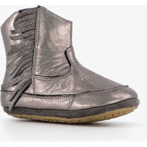 Groot leren babyschoenen metallic grijs - Maat 18 - Uitneembare zool - In cadeauverpakking