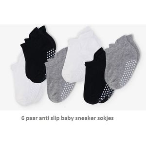 6 paar anti slip kinder sokken maat 20 - 24, voetlengte 9 tot 15 cm