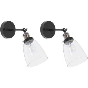 LOVAT - Wandlamp set van 2 - Zwart - Metaal