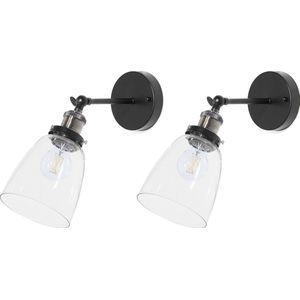 LOVAT - Wandlamp set van 2 - Zwart - Metaal