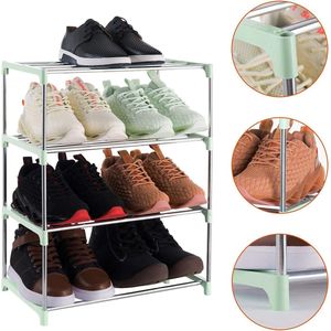 4-laags stapelbaar klein schoenenrek, lichtgewicht schoenenrek opbergorganizer voor toegang, hal en kast (groen)