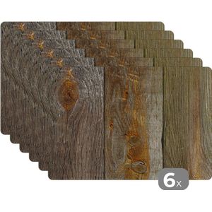 Placemat - Placemats kunststof - Planken - Hout - Design - Vintage - 45x30 cm - 6 stuks - Hittebestendig - Anti-Slip - Onderlegger - Afneembaar