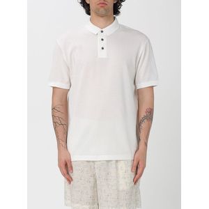 Textured Cotton Pique Polo Shirt with Short Sleeves and Button Closure