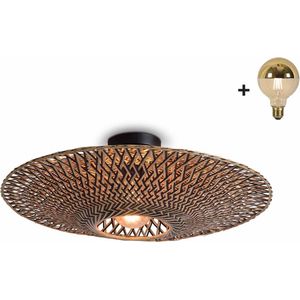 Plafondlamp - BALI - Bamboe - Medium - Incl. spiegel LED-lamp