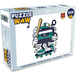 Puzzel Cassettebandjes - Honkbalknuppel - Skateboard - Vintage - Legpuzzel - Puzzel 500 stukjes
