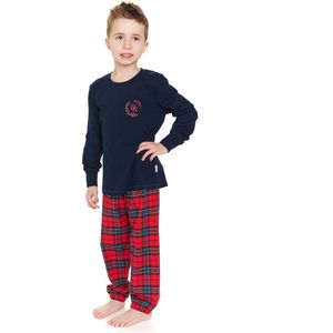 Doctor Nap Jongens Pyjama Kinderen Lange Mouw Lange Broek Katoen Flanel Winter Kerst Matching Gezin Familie DN Blauw PDU.7129 122/128