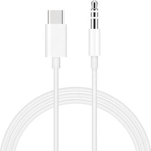 USB-C naar Headphone Jack Audio Aux Kabel - usb c naar Aux Auto Kabel - 3.5 mm - 1 Meter - Wit