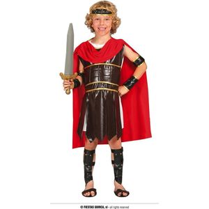 Guirca - Strijder (Oudheid) Kostuum - Dappere Winnaar Van De Gladiator Spelen - Jongen - Rood, Bruin - Maat 176 - Carnavalskleding - Verkleedkleding