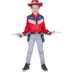 Verkleedpak cowboy hemd jongen Cowboy Jeans Boy 140