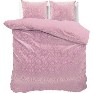 Fluweel zachte velvet dekbedovertrek embossed roze - lits-jumeaux (240x200/220) - luxe uitstraling - handige drukknopsluiting