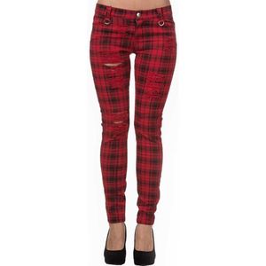 Banned - MOVE ON UP Skinny fit broek - M - Rood/Zwart