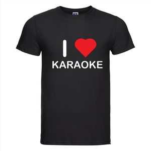 I LOVE KARAOKE T-shirt - 100% Katoen - Maat 2XL - Classic Fit - Zwart