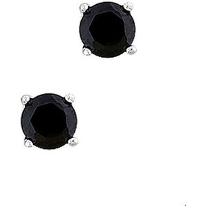 TFT Oorknoppen Zirkonia Zilver Gerhodineerd Glanzend 5mm zwart