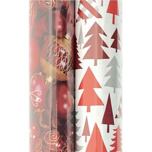 Kerstmis cadeaupapier - assortiment inpakpapier voor Kerst - 6 meter x 70 cm - 2 rollen