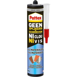 Pattex Montagekit GRIJS 390g - Geen Spijkers & Schroeven Montagelijm - Binnen en buiten - Alle materialen - Extreem sterk - Steenlijm - Montage lijm - Montage kit - Steen lijm