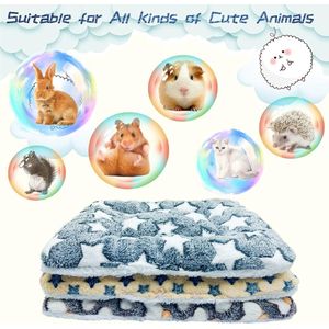 3-pack klein dier pluche bed met stofpan en bezem - 50* 40* 3 cm, warme zachte fleece cavia beddengoed mat voor kooi accessoires voor konijn konijn konijn chinchilla eekhoorn egel hamster