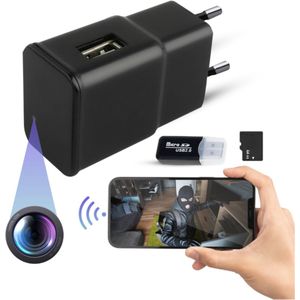 Heuts Goods - Spy Camera Adapter - Verborgen Camera - WiFi met App - Incl. 64GB Micro SD Kaart en Kaartlezer - FULL HD 1080P - Bewegingsdetectie - Zwart