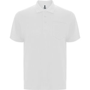 2 Pack Heren Poloshirt met borstzak model Centauro merk Roly 190 grm maat M Wit