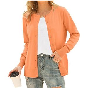 Elegante Casual Gebreide C cardigan voor Dames - Solide Gebreid met Lange Mouwen