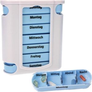 Pillen/Tabletten Doos - 13 x 11 x 4 cm -  Voor wekenlijkse Indeling - 4 Dagdelenvakken - Diverse Kleuren
