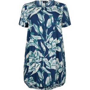 ZIZZI CAANNI, S/S, ABK DRESS Dames Jurk - Blue - Maat XL (54-56)