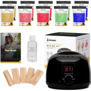 Bolusso Ontharing Set - Wax Apparaat met 1000 Gram Wax beans - 5 Soorten Wax Bonen - 50 Wax Staafjes - Gratis Afterwax - NIEUW model - Wax Heater - Ontharingsapparaat - Unisex Ontharingsset - Wax starterskit